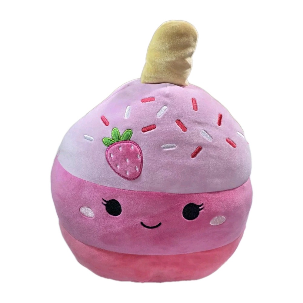 Original Squishmallows Strawberry Cake Pop Plush  Pink • Sprinkle Top • Adorable